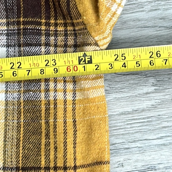Kori America Flannel Half Button Pullover Yellow/Brown Sz L - Picture 8 of 9
